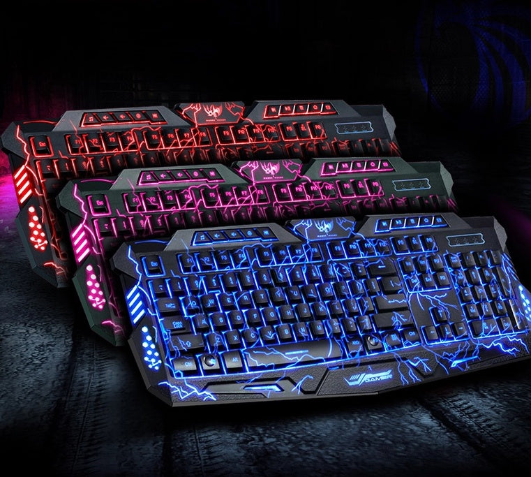 J10 RGB Gaming Keyboard and Mouse Set - Wired USB, 108 Keys, Tri-Color Backlit