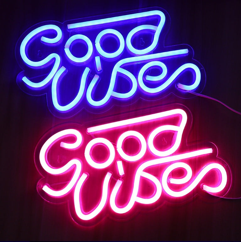 "Good Vibes & Rose" Neon Sign