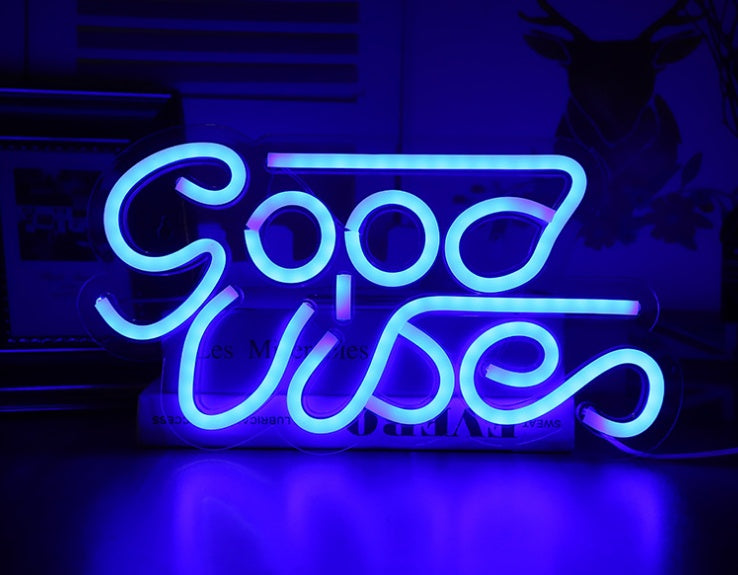 "Good Vibes & Rose" Neon Sign