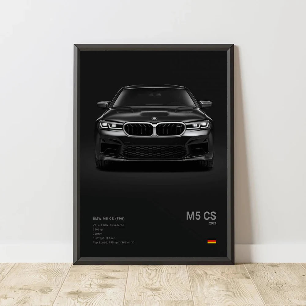 Famous Cars Canvas Art - M5, 918 GT3, G63, STO, SLS - Unframed Wall Decor