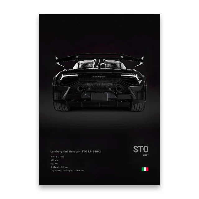 Famous Cars Canvas Art - M5, 918 GT3, G63, STO, SLS - Unframed Wall Decor