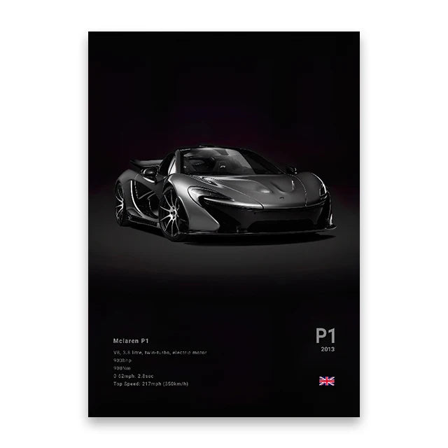 Famous Cars Canvas Art - M5, 918 GT3, G63, STO, SLS - Unframed Wall Decor