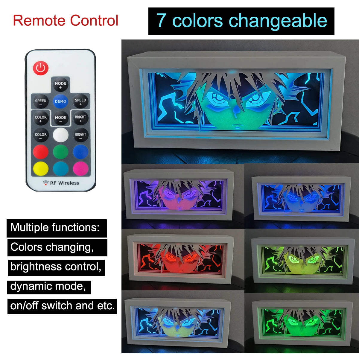 One Piece Shadow Box Lamp - Remote-Controlled LED Light with Multi-Color Display