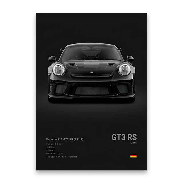 Famous Cars Canvas Art - M5, 918 GT3, G63, STO, SLS - Unframed Wall Decor