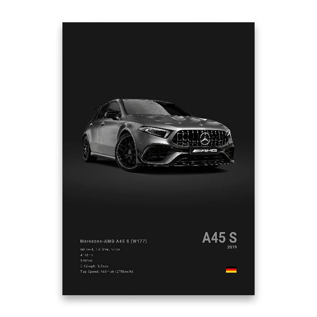 Famous Cars Canvas Art - M5, 918 GT3, G63, STO, SLS - Unframed Wall Decor