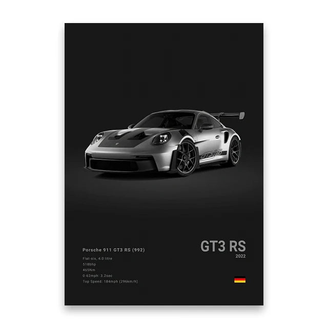 Famous Cars Canvas Art - M5, 918 GT3, G63, STO, SLS - Unframed Wall Decor