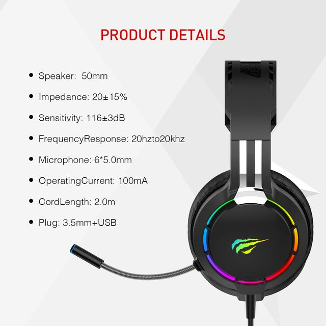 HAVIT Wired Gaming Headset - Surround Sound, HD Mic