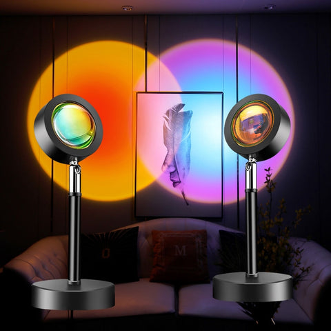 Sunset Star Projector Lamp Rainbow Led Night Light Decoration USB Socket Table Sky Neon Sign Backlight Motion Sensor Moon Room