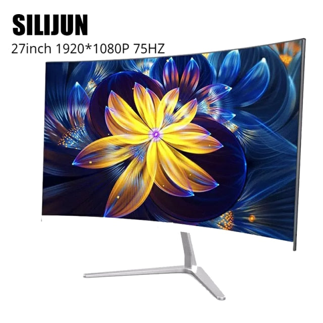 27 Inch 2K  Curved Screen Computer Monitor PC 60/75Hz HD Gaming VGA HDMI 27 Inch Flat Panel Display