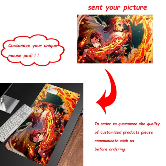 XL Anime Demon Slayer Mousepad HD Printing Computer Gamers Locking Lock Edge Mouse Pad XXL90x40cm Keyboard PC Desk Pad Csgo Pad