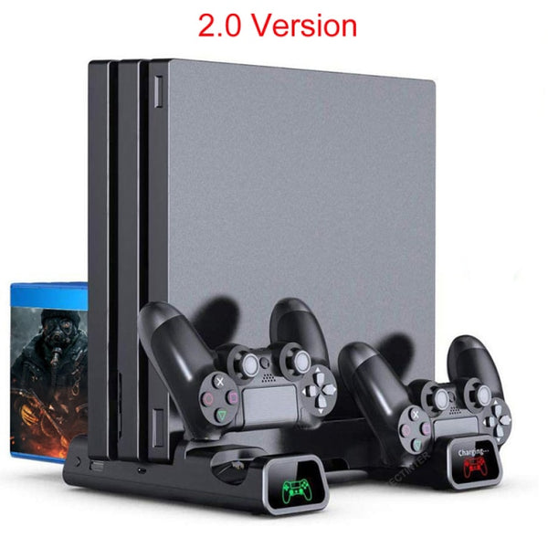 For PS4/PS4 Slim/PS4 Pro Vertical Stand LED Cooling Fan Dual Controller Charger Charging Station For SONY Playstation 4 Cooler