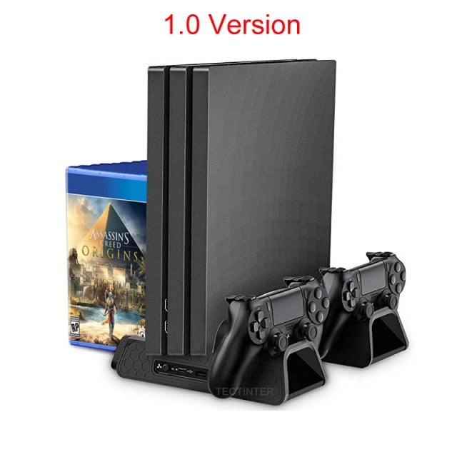 For PS4/PS4 Slim/PS4 Pro Vertical Stand LED Cooling Fan Dual Controller Charger Charging Station For SONY Playstation 4 Cooler