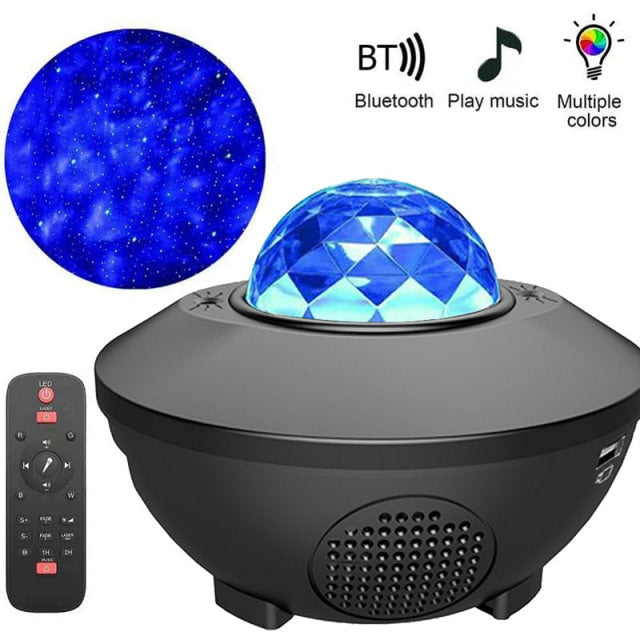 LED Star Ocean Wave Projector Night Light with Bluetooth Speaker