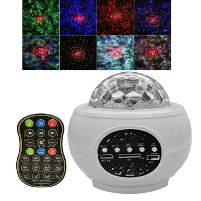 LED Star Ocean Wave Projector Night Light with Bluetooth Speaker