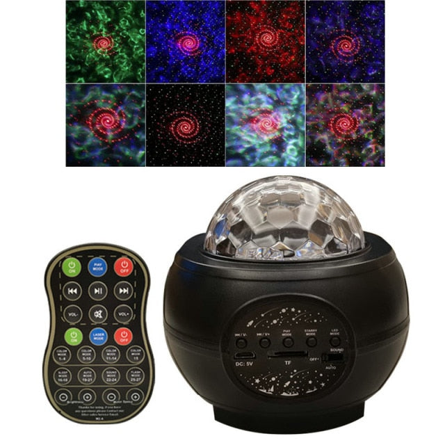 LED Star Ocean Wave Projector Night Light with Bluetooth Speaker