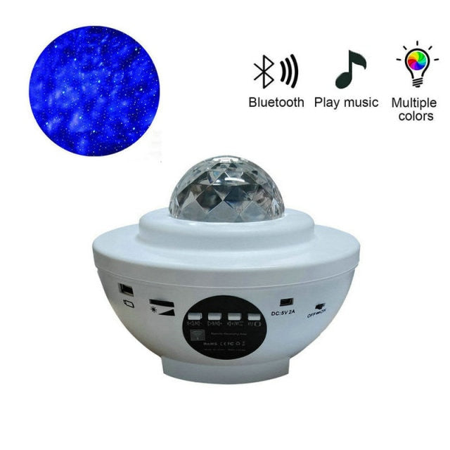 LED Star Ocean Wave Projector Night Light with Bluetooth Speaker