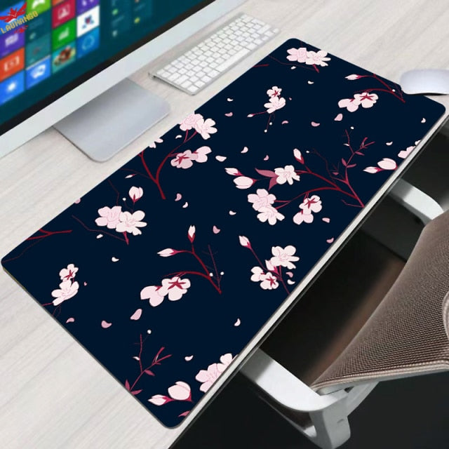 Flower Pad Large Black Gaming Mouse Pad Floral Mousepad Gamer 900x400 Rubber Keyboard Mats Desk Pad Mat Table Mausepad Carpet