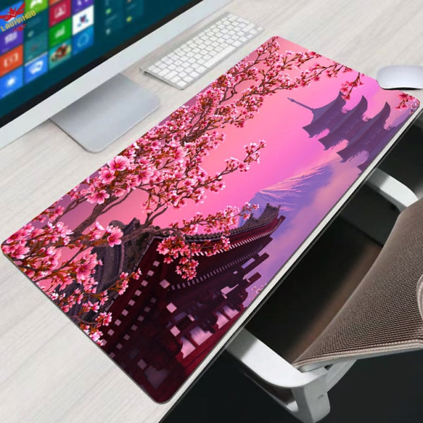 Flower Pad Large Black Gaming Mouse Pad Floral Mousepad Gamer 900x400 Rubber Keyboard Mats Desk Pad Mat Table Mausepad Carpet