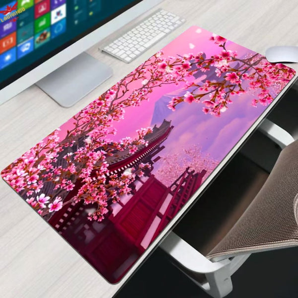 Flower Pad Large Black Gaming Mouse Pad Floral Mousepad Gamer 900x400 Rubber Keyboard Mats Desk Pad Mat Table Mausepad Carpet