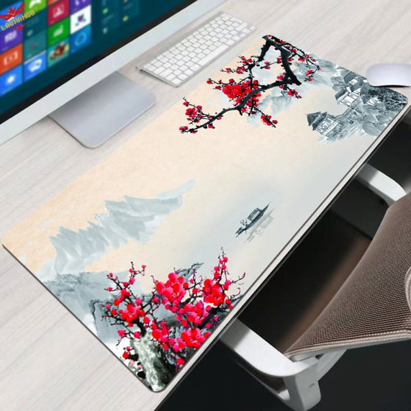 Flower Pad Large Black Gaming Mouse Pad Floral Mousepad Gamer 900x400 Rubber Keyboard Mats Desk Pad Mat Table Mausepad Carpet