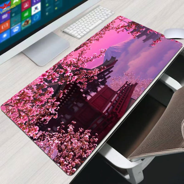 Flower Pad Large Black Gaming Mouse Pad Floral Mousepad Gamer 900x400 Rubber Keyboard Mats Desk Pad Mat Table Mausepad Carpet