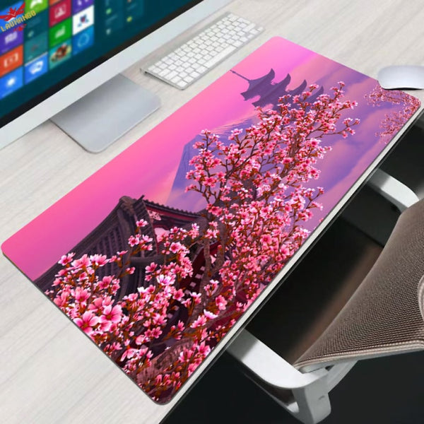 Flower Pad Large Black Gaming Mouse Pad Floral Mousepad Gamer 900x400 Rubber Keyboard Mats Desk Pad Mat Table Mausepad Carpet