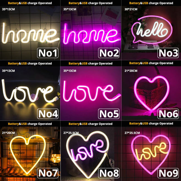 LED Neon Night Light Art Sign Wall Room Home Party Bar Cabaret Wedding Decoration Christmas Gift Wall Hanging Neon Sign