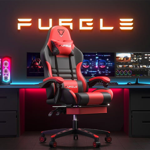 Furgle Pro Gaming Chair PU Leather Retractable Footstool Reclining Home Office Chair 120kg Support Ergonomic Office Chair