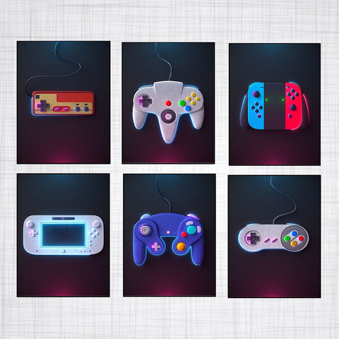 Gamer Gaming Geek Wall Art Poster Canvas Painting Playstation Buttons 3D Switch SNES Controller Boys Room Decor Fashion Pictures